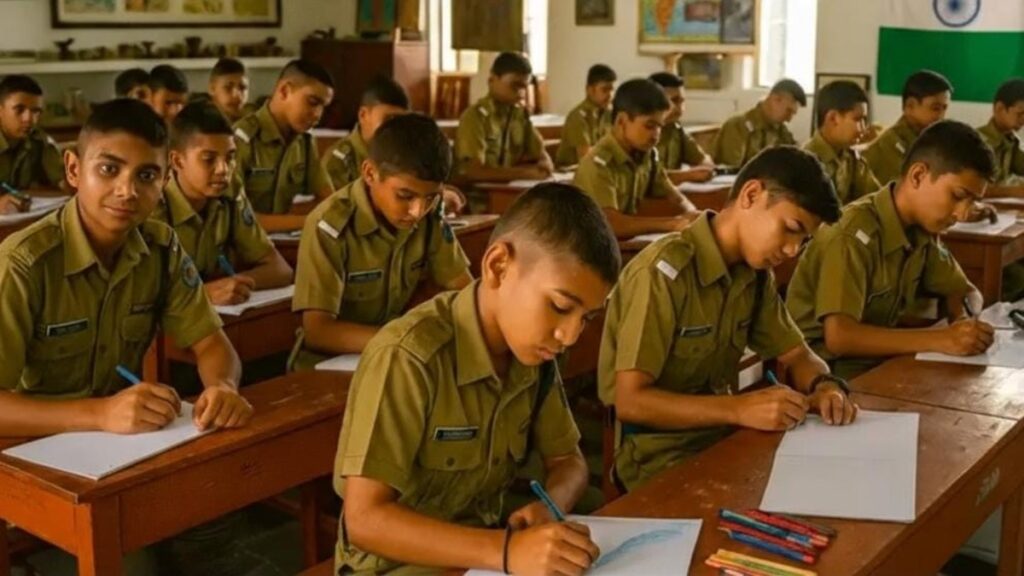 Children aspiring to join Sainik School receiving guidance on admission eligibility, highlighting age limits, qualifications, and exam requirements for a future in the defence sector.