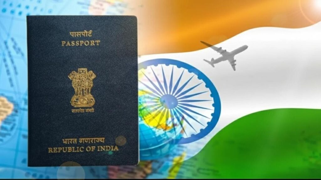 Illustration of the new Indian e-passport featuring an embedded RFID chip and modern security elements