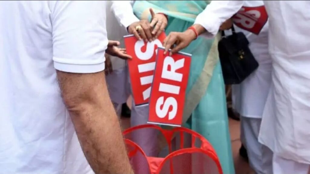 A representative image showing voter list revision in Kerala, featuring officials handling enumeration forms and the Election Commission’s updated schedule announcement.