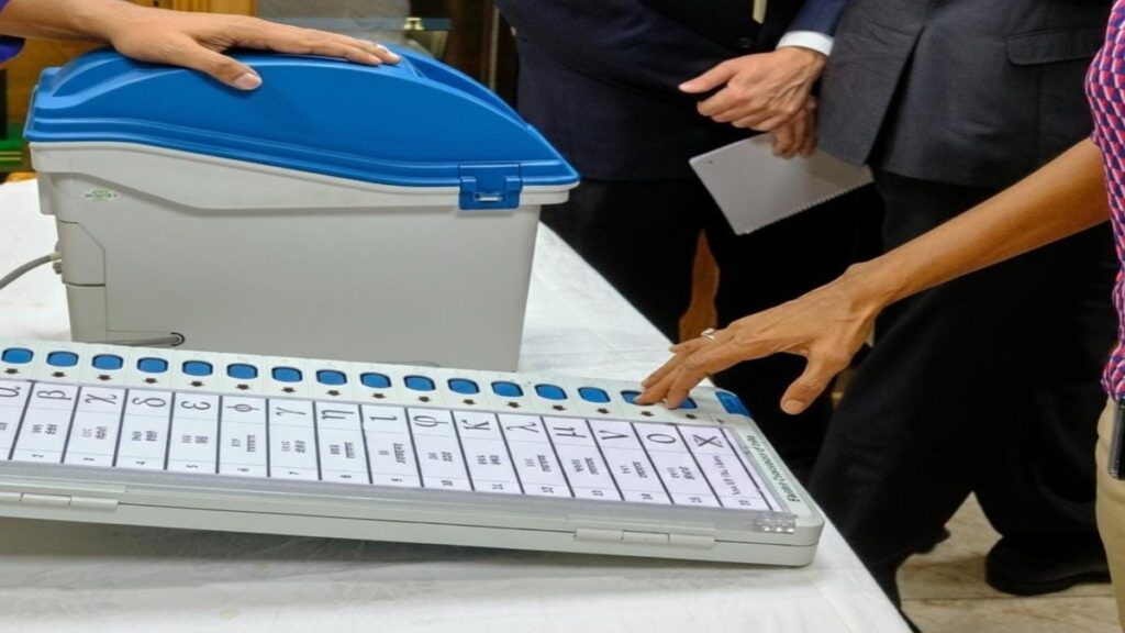 Polling booth setup for local body elections with voting starting at 7 AM